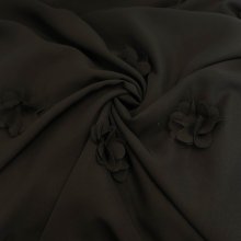 Voile zwart met bloemen