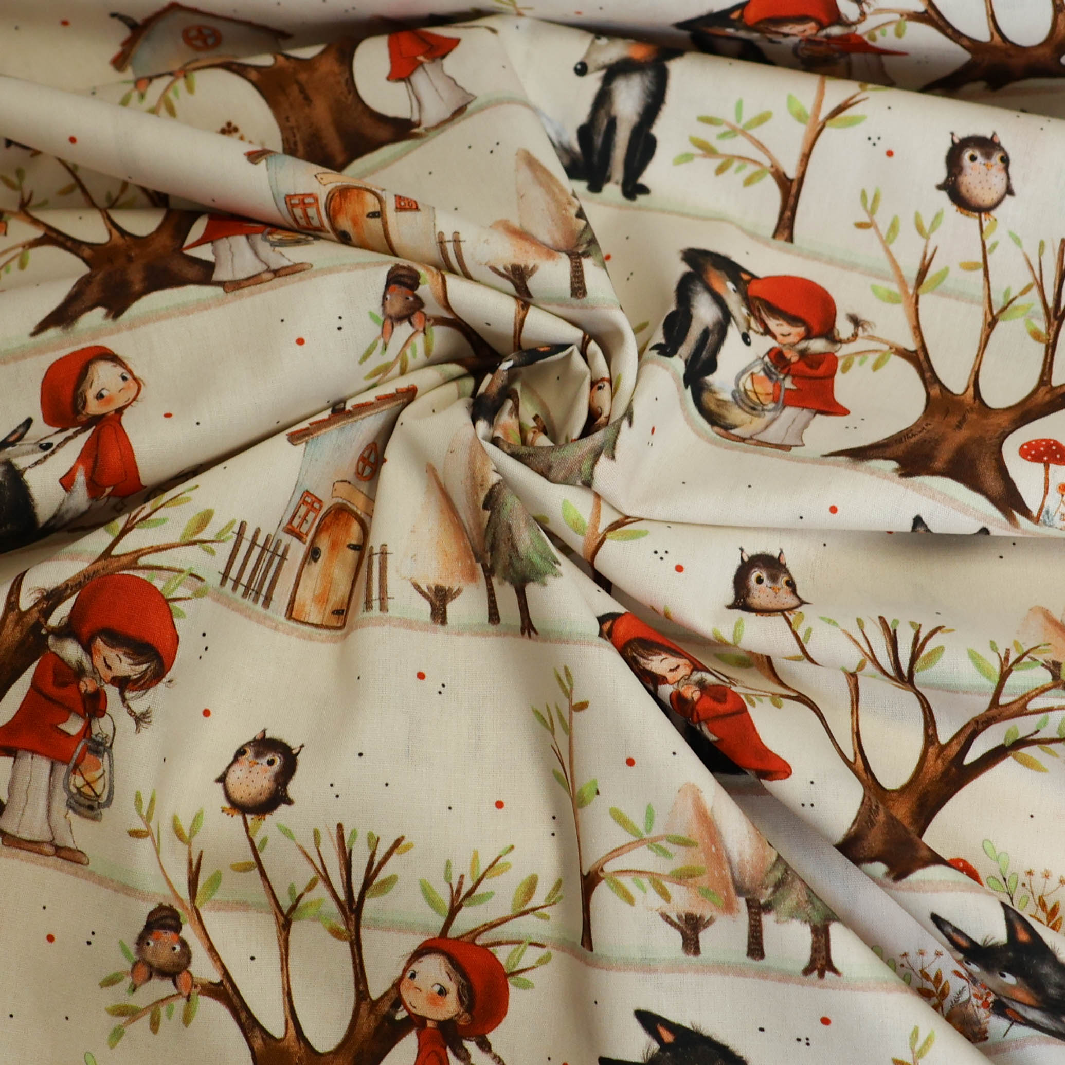 Katoen gebroken wit roodkapje