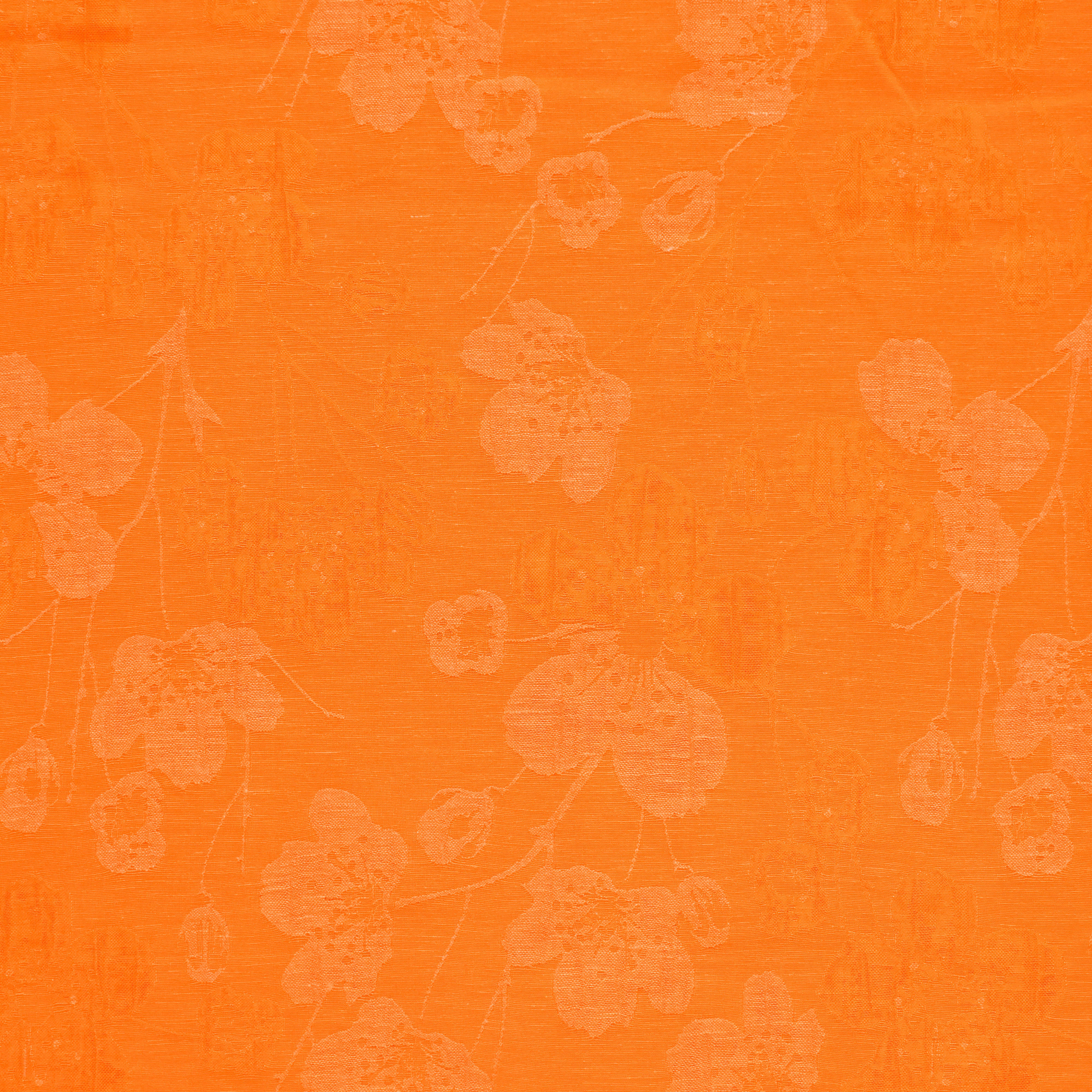Viscose linnen oranje met bloemen