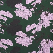 Viscose donkergroen met roze bladeren