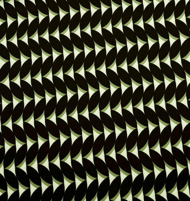 Polyester stretch zwart groen patroon