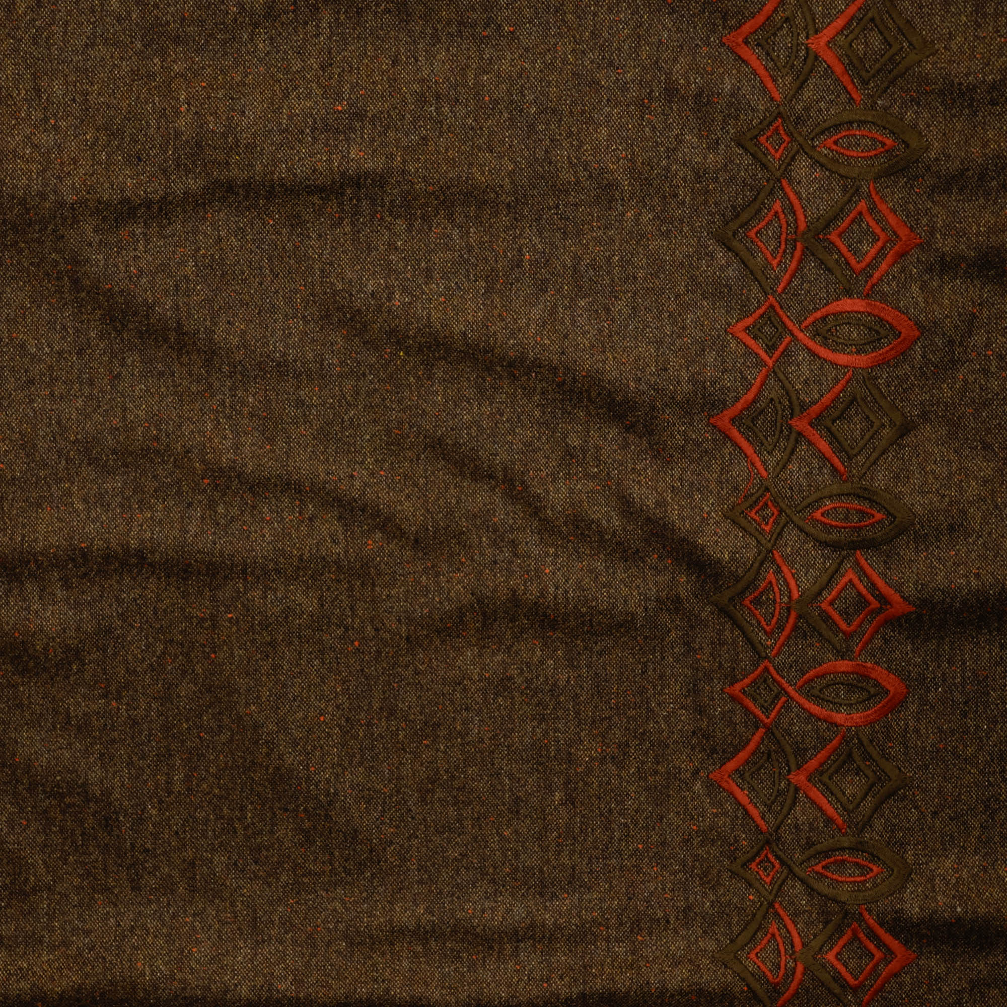 Tweed bruin met geborduurde zijkant - Lorré