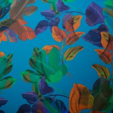 Crêpe donker cyaan met blaadjes  - Lorré