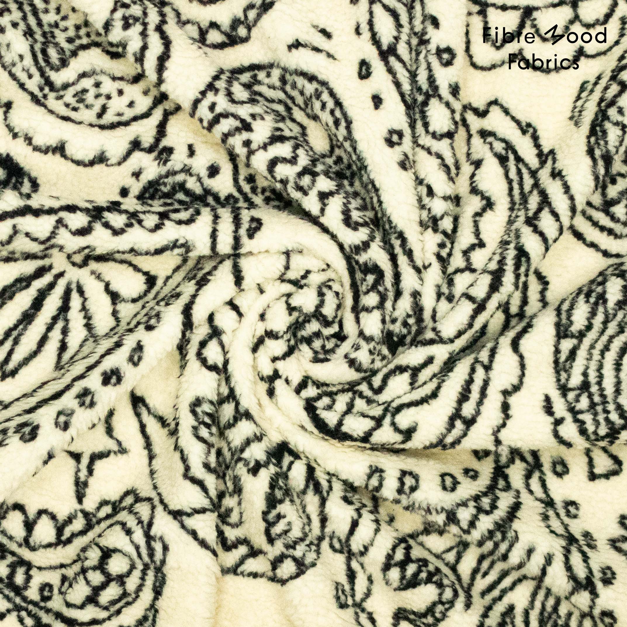 Teddy jacquard ecru met zwart patroon  - Fibre Mood