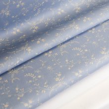 Katoen blauw met wit bloemenpatroon