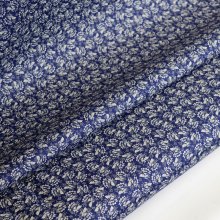 Katoen donkerblauw met bloemenpatroon