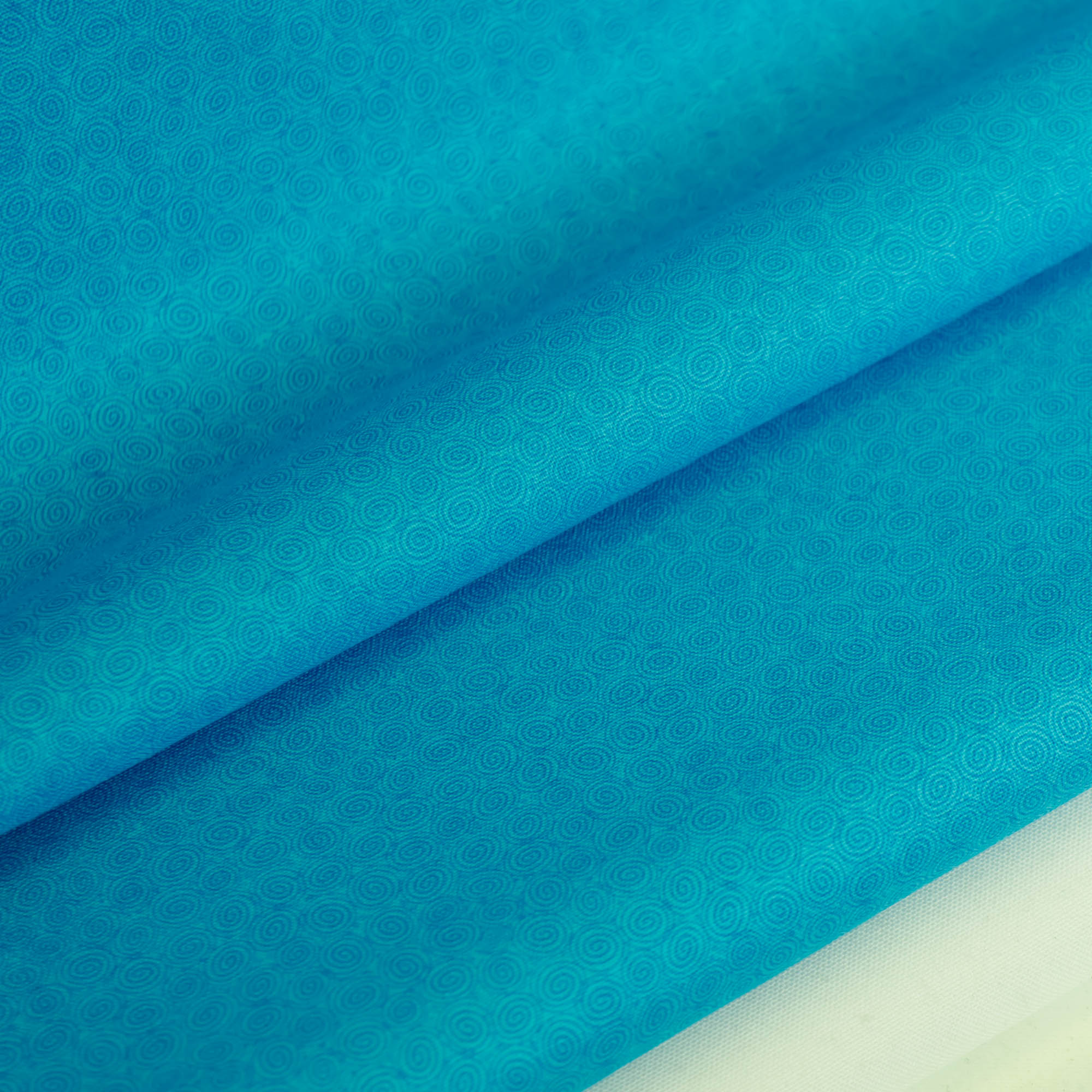 Katoen blauw met cirkelpatroon