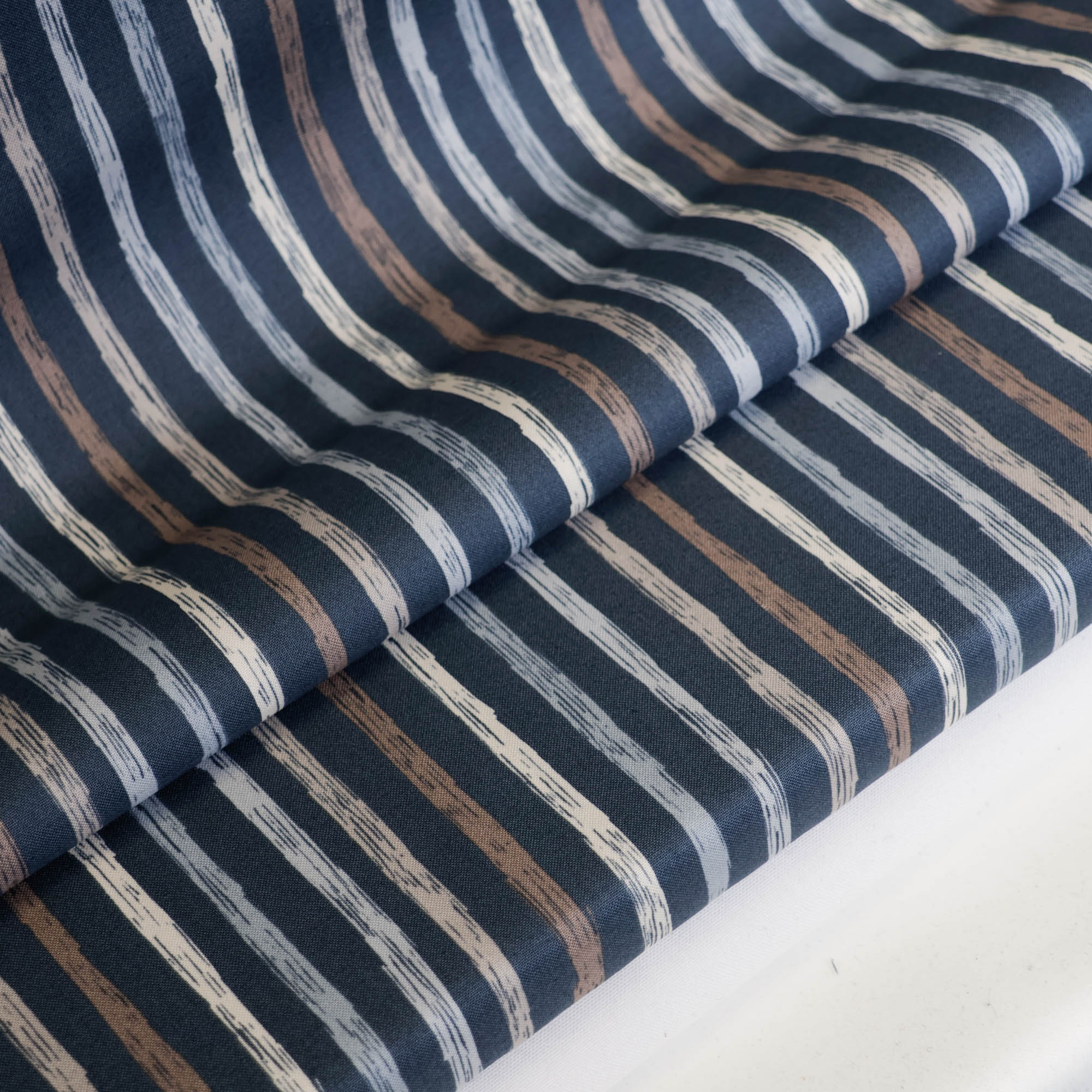 Katoen blauw met strepen