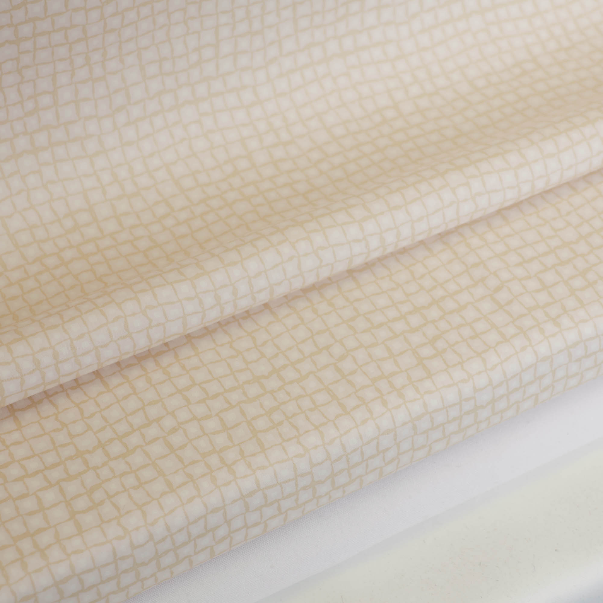 Katoen beige-wit met ruitjes