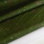 Katoen donkergroen met gekleurde spatten