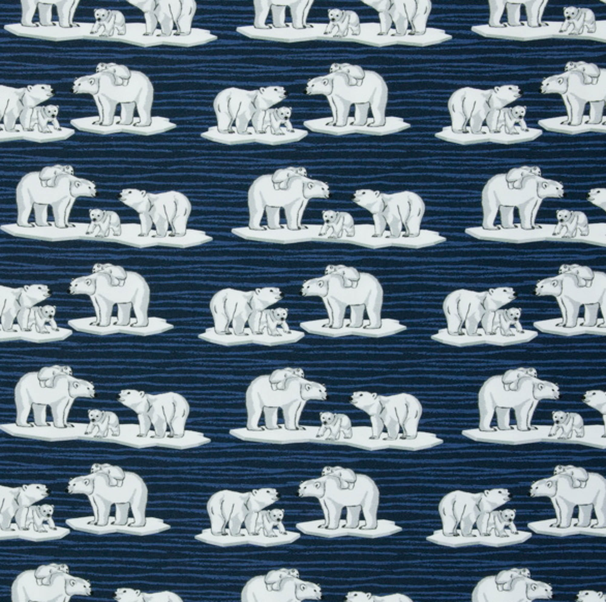Tricot blauw met strepen en ijsberen