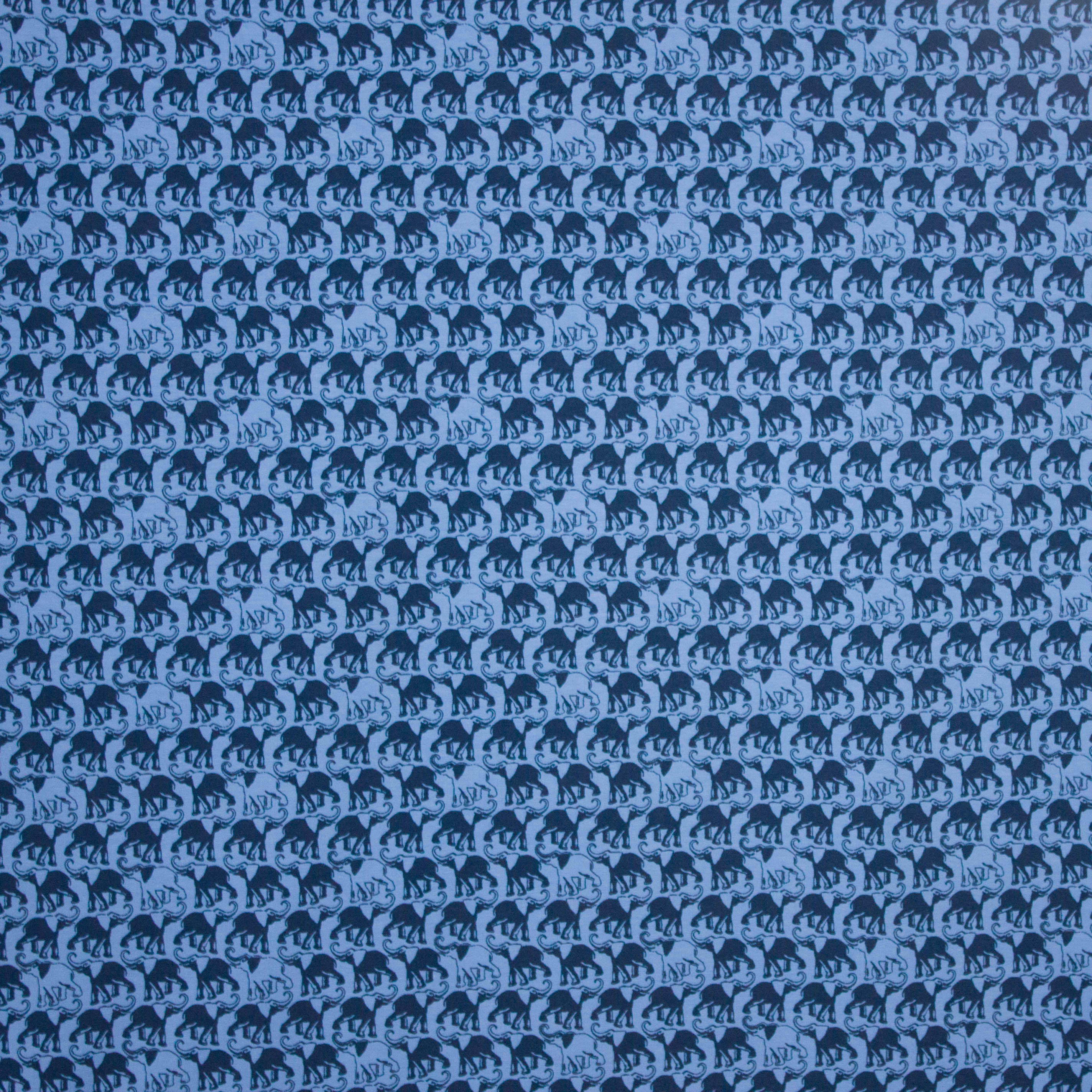 Organische katoen tricot jeansblauw olifanten