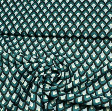 Viscose crêpe abstract patroon petrol