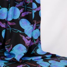 Viscose crêpe zwart met blauw motief   - A La Ville