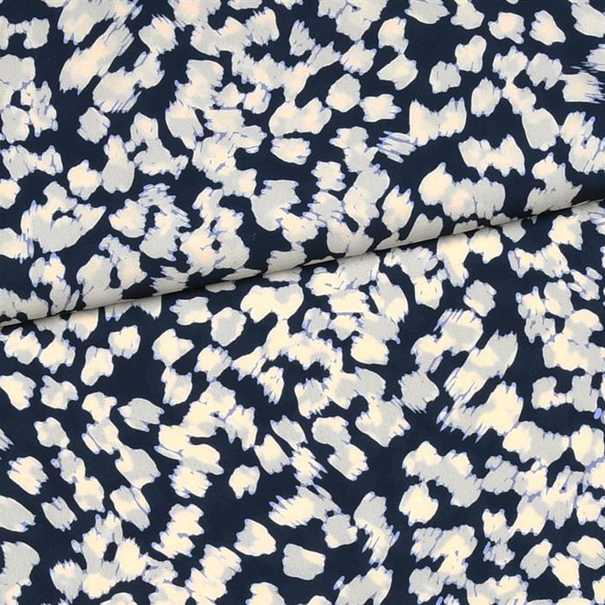 Polyester donker blauw met abstract patroon