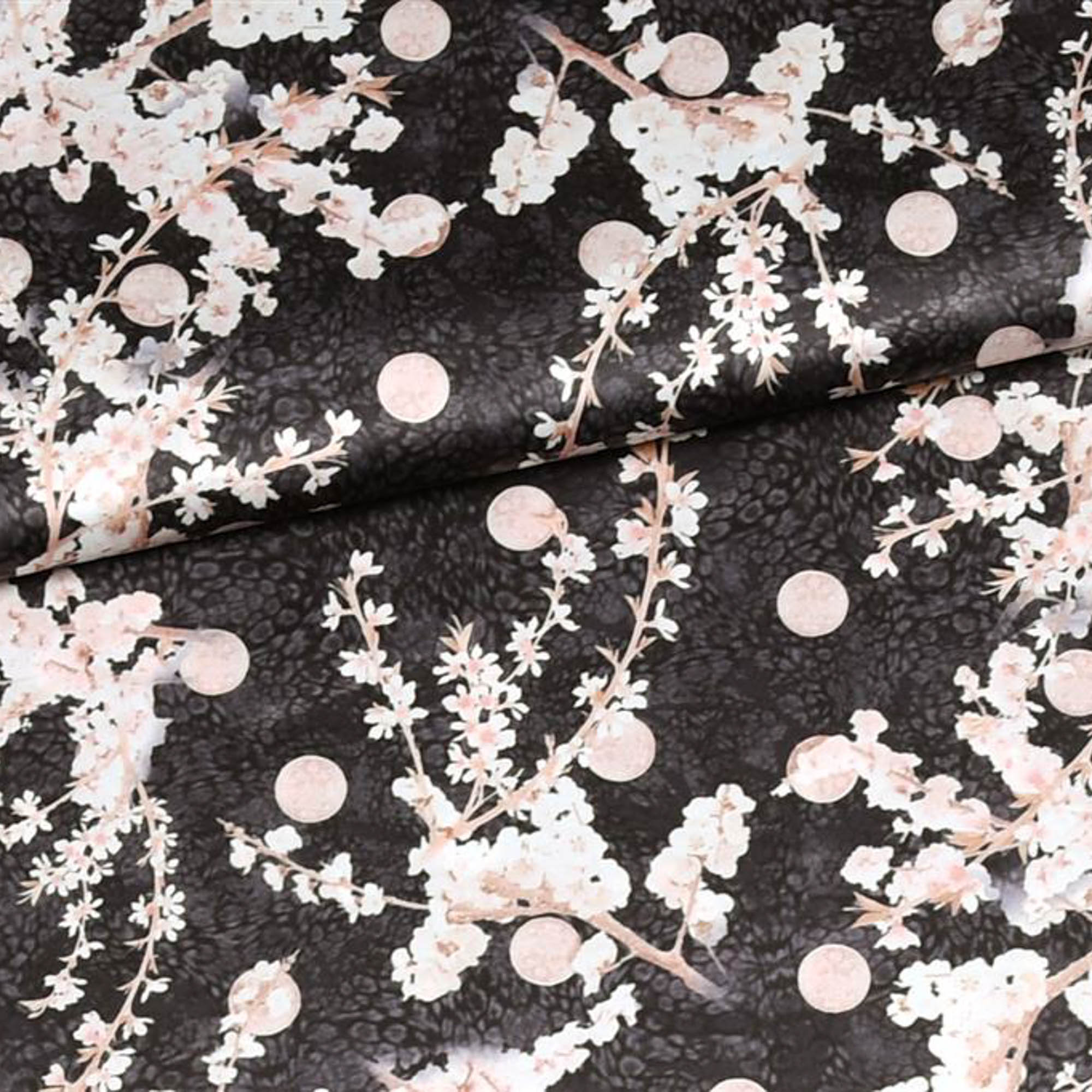 Polyester donkerbruin met bloemen - Knipmode september 2025