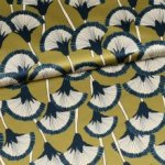 Polyester groen met bloemen