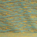 Jacquard tricot blauw met gouden en gele elementen