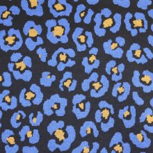 Jacquard tricot met blauwe pantervlekken