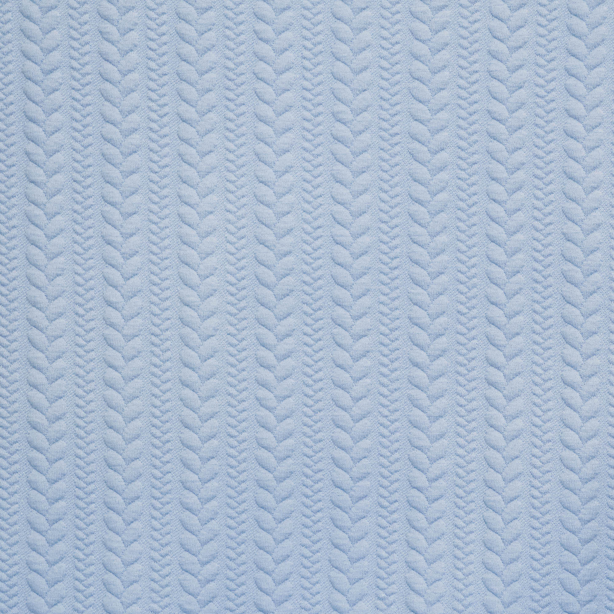 Gewatteerde jacquard tricot lichtblauw met gevlochten patroon