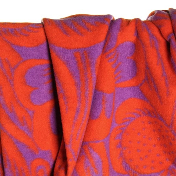 Mantelwol met paars en oranje print - Atelier Jupe