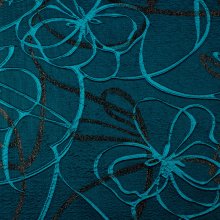 Jacquard donker aqua met abstracte bloemen  - Lorré