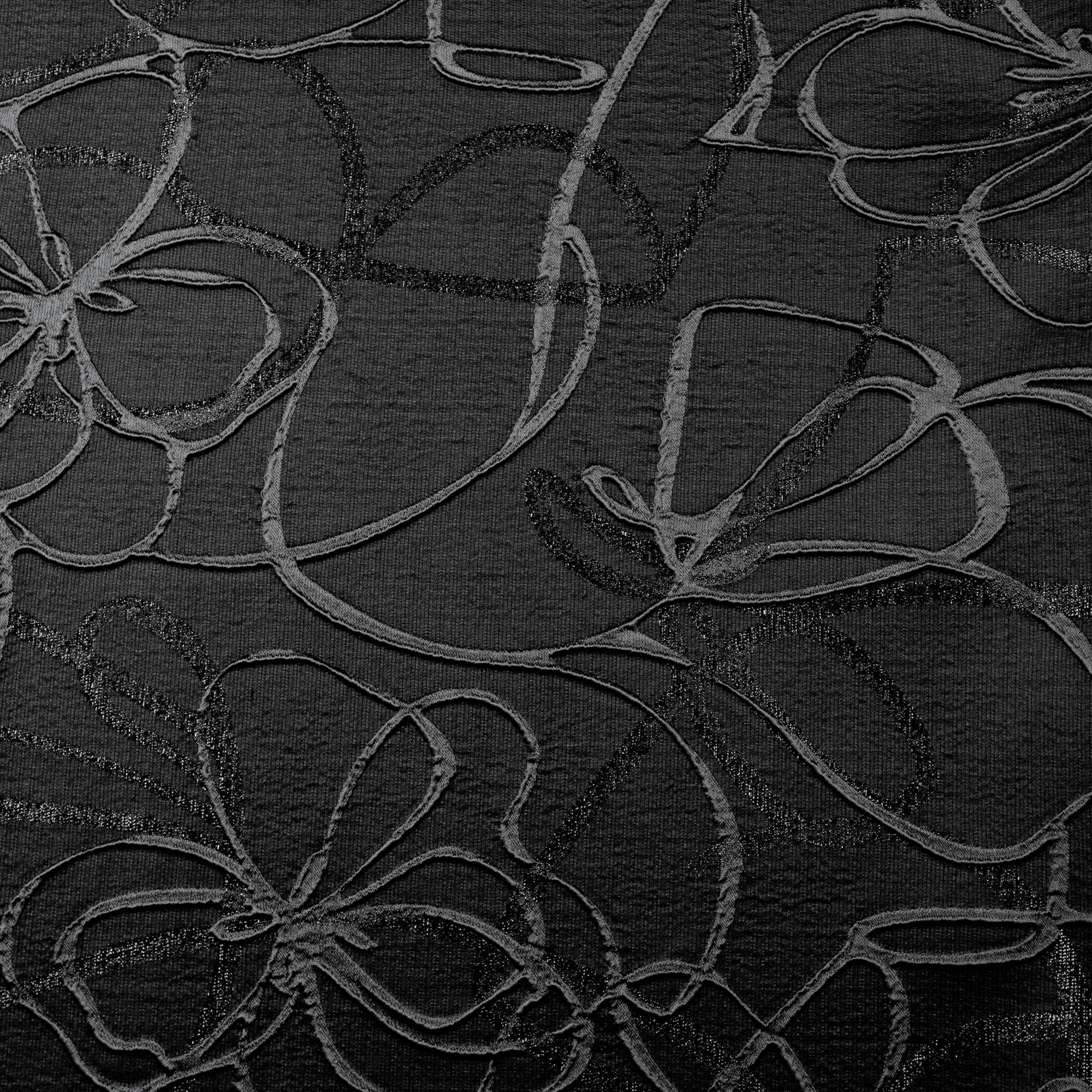 Jacquard zwart met abstracte bloemen  - Lorré