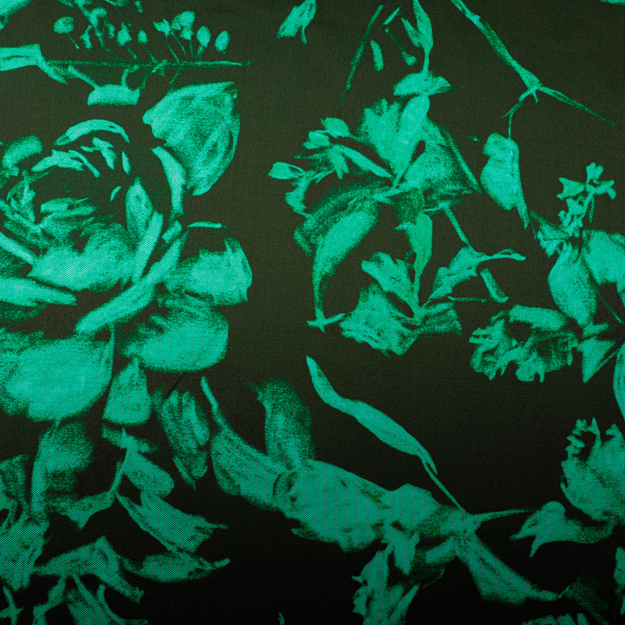 Zware polyester met groen bloemen patroon - Lorré
