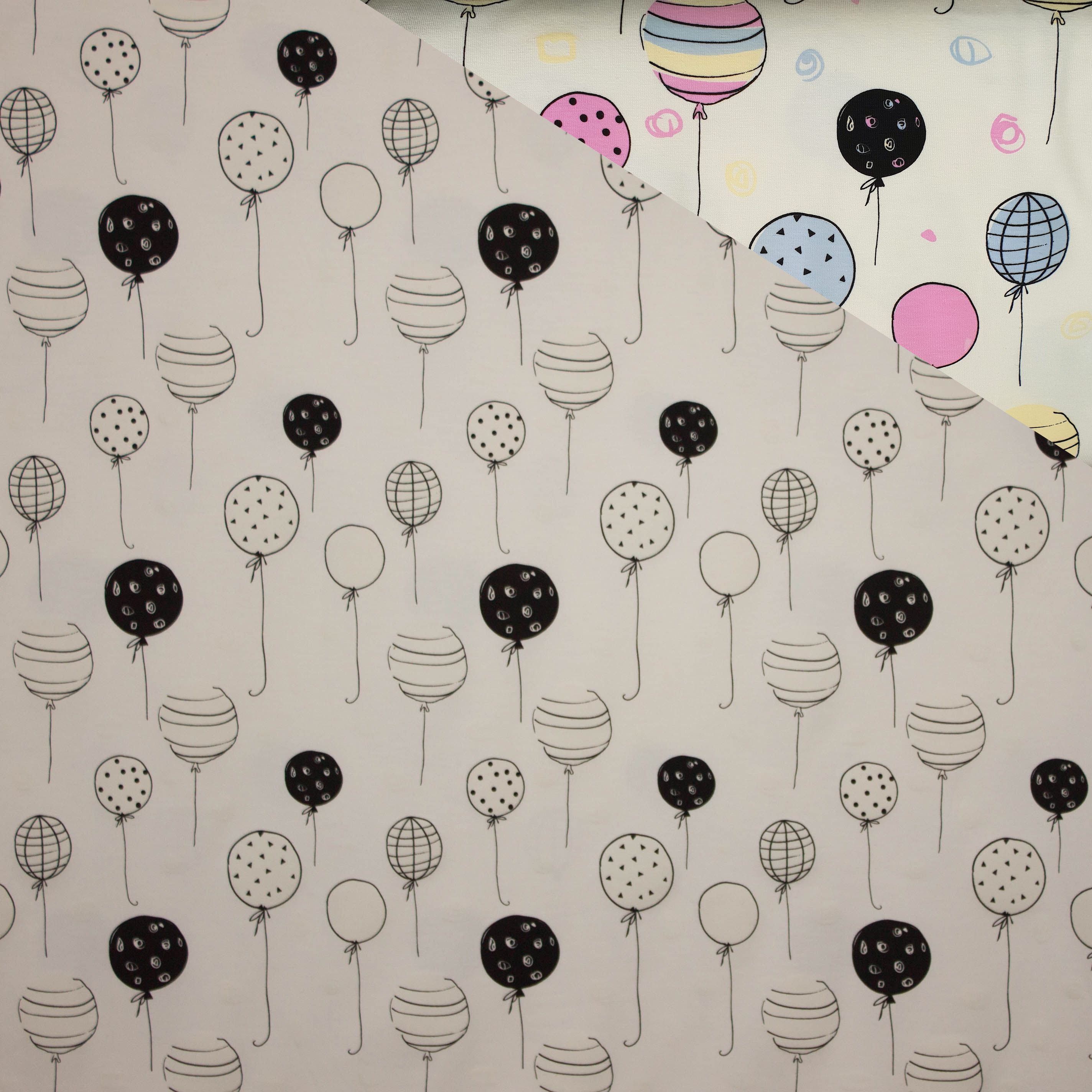 Kleur veranderende tricot met ballonmotief