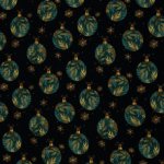 Gebrushte sweaterstof donkerblauw met kerstballen