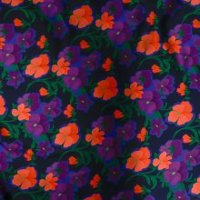Polyester satijn donkerblauw met bloemen - Lorré