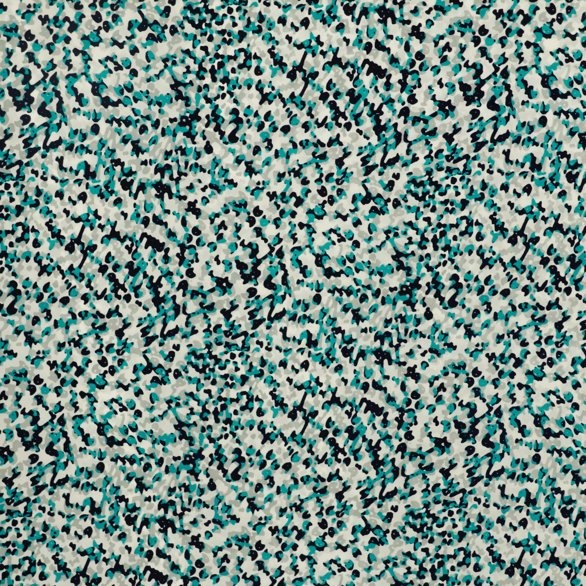 Polyester crêpe wit met turquoise print