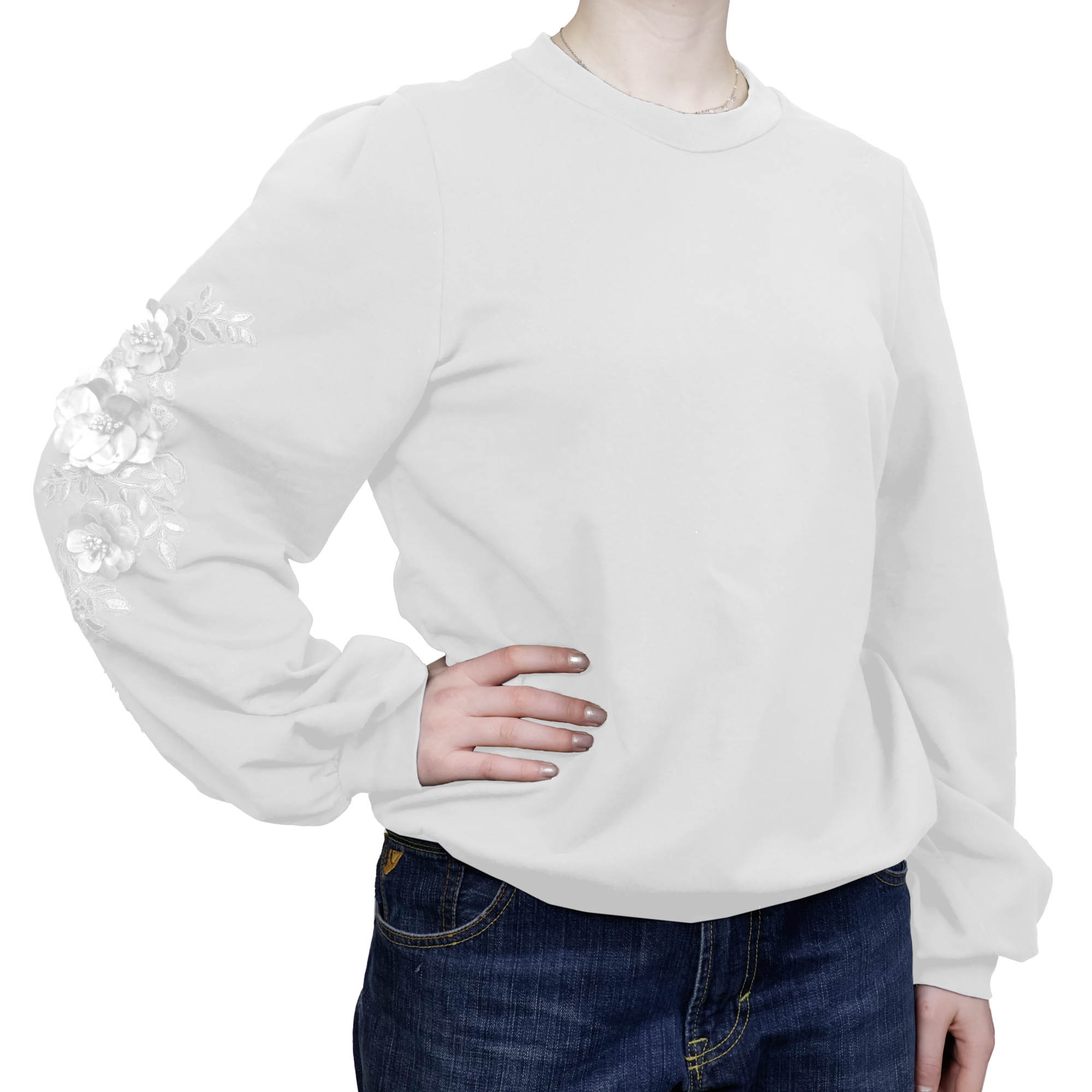 Pakket feestelijke sweater met bloemen - wit