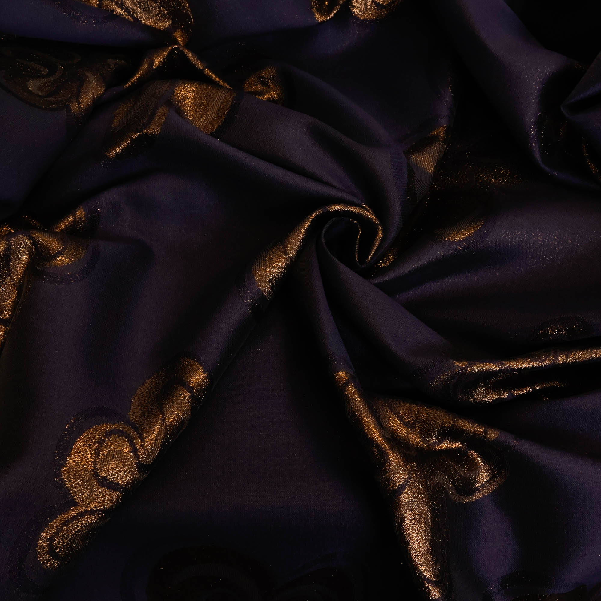 Zijden jacquard glinsterende bronzen bloemen  - Lorré