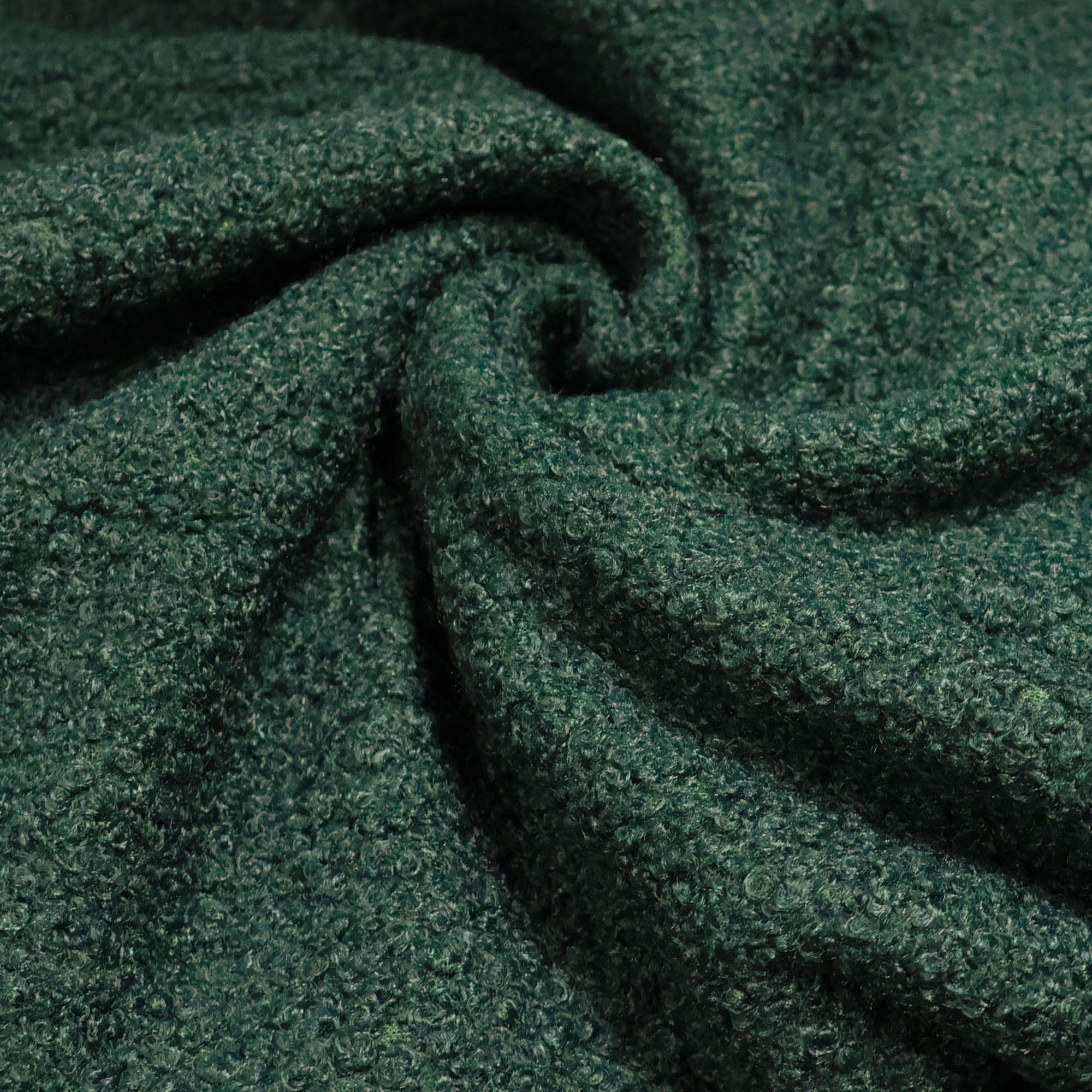 Bouclé stof effen donkergroen