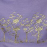 Paneel jacquard lila met glitter en gouden bomen - Lorré