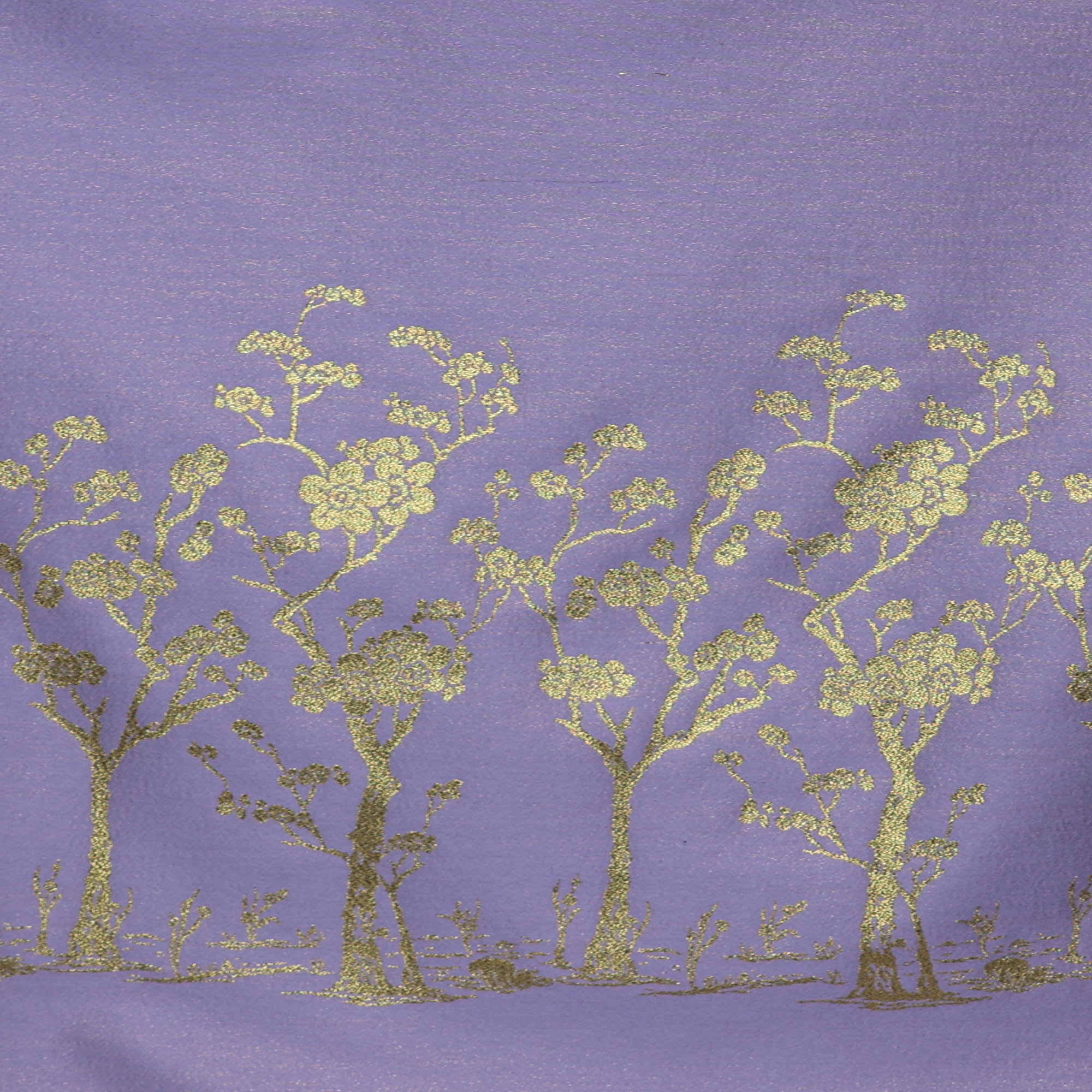 Paneel jacquard lila met glitter en gouden bomen - Lorré