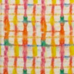 Geweven viscose linnen stof bedrukt abstract gebroken wit - My Image