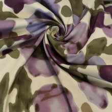 Stretch katoen wit met bloemen