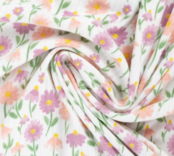 Tricot stof ajour bloemetjes  - Qjutie & the Qjutest