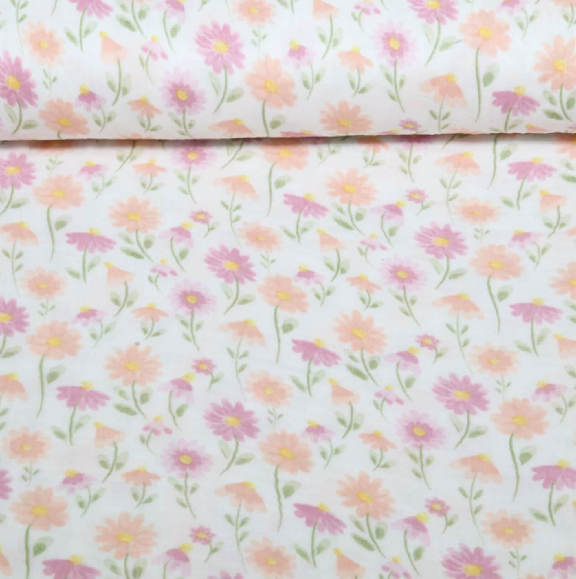 Mousseline wit met bloemen  - Qjutie & the Qjutest