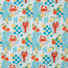 Seersucker blauw patroon met kreeften  - Qjutie & the Qjutest