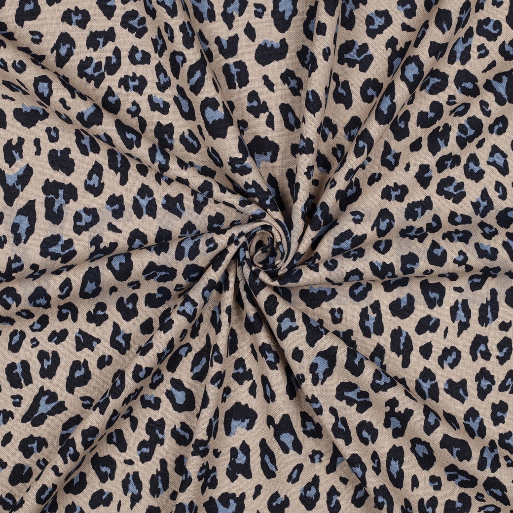 Linnenviscose beige met luipaardprint - Poppy
