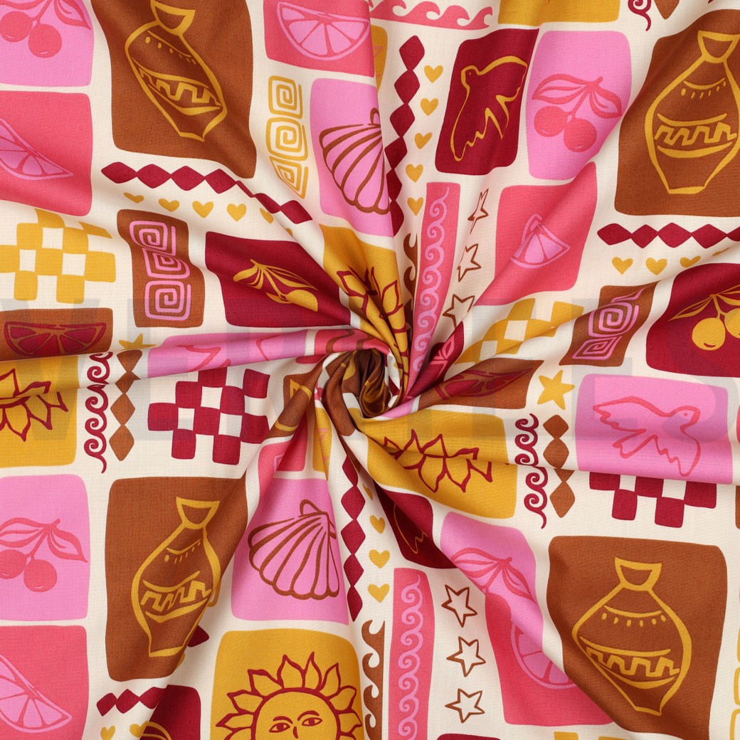 Popeline zomer patchwork - Poppy