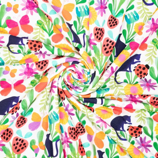 Tricot wit met tuintaferelen - Korina + Kind