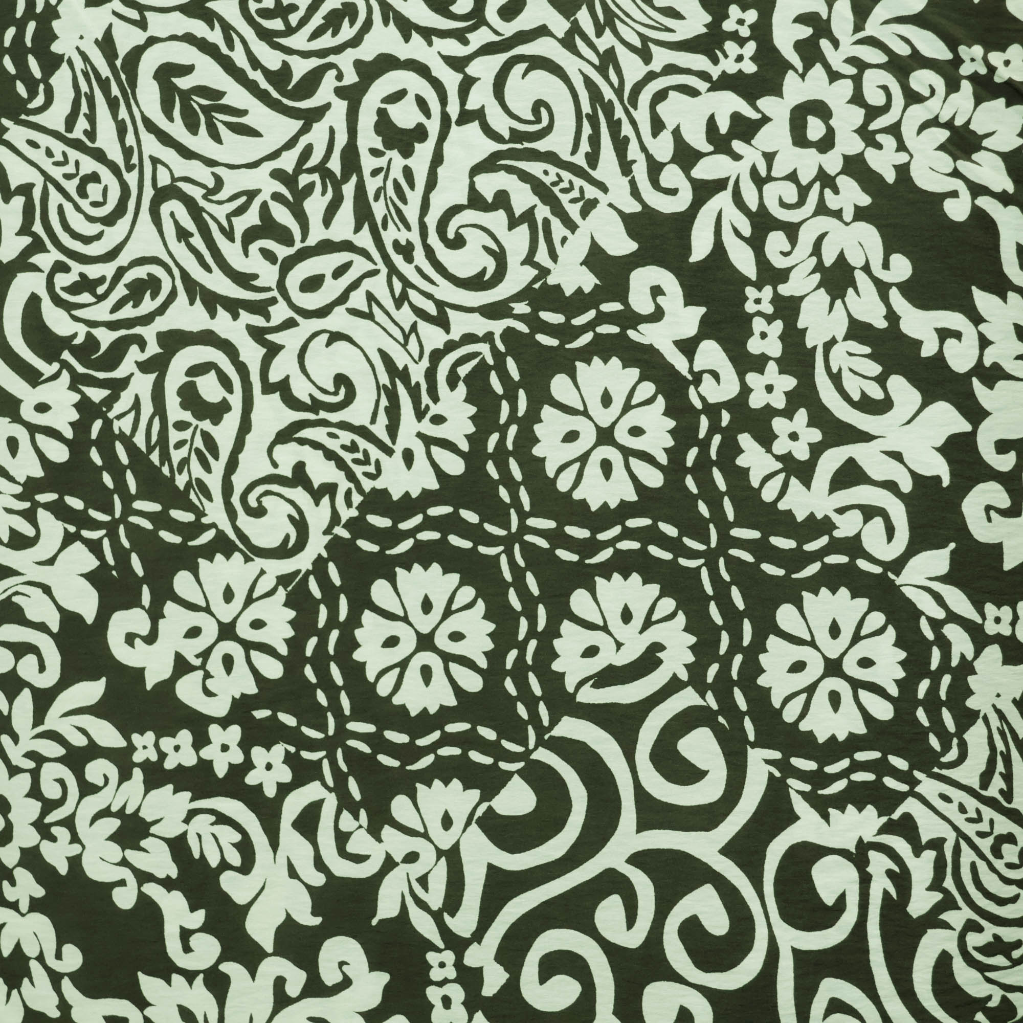 Viscosemengeling groen met paisley motief  - Knip