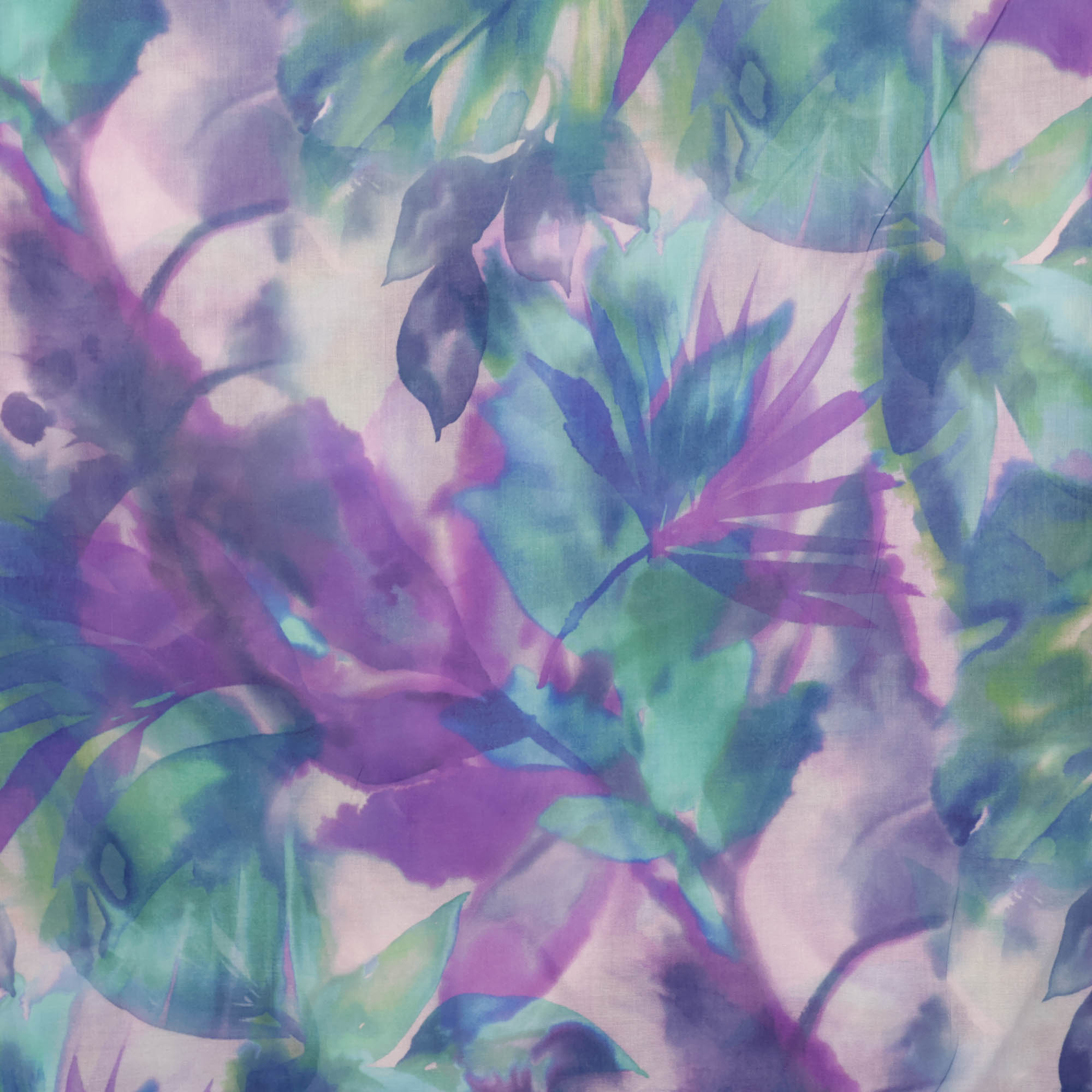 Fijne katoen met groen/paars bladmotief