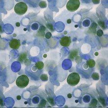 Lichte tricot met groen/blauwe bollen