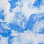 Katoen licht elastisch wit met blauw patroon