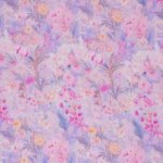 Popeline viscose paars/roze stof met bloemetjes